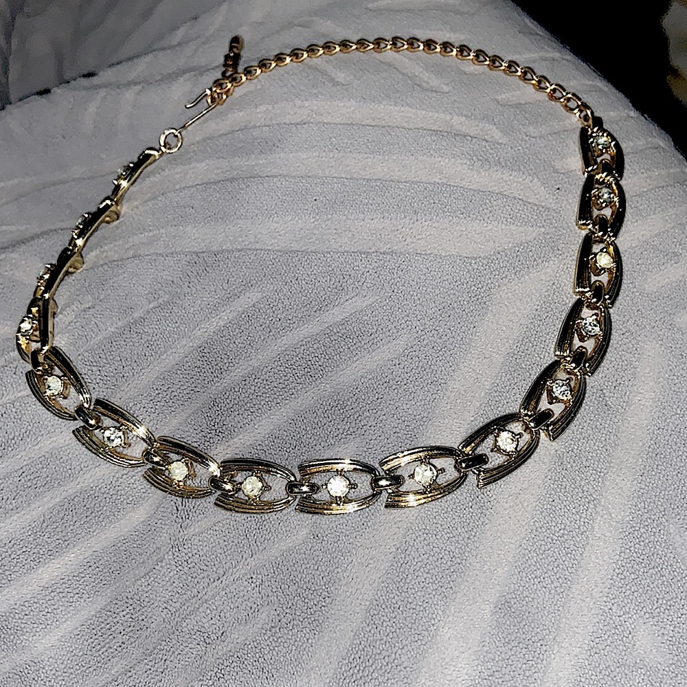 Coro gold plated rhinestone choker necklace